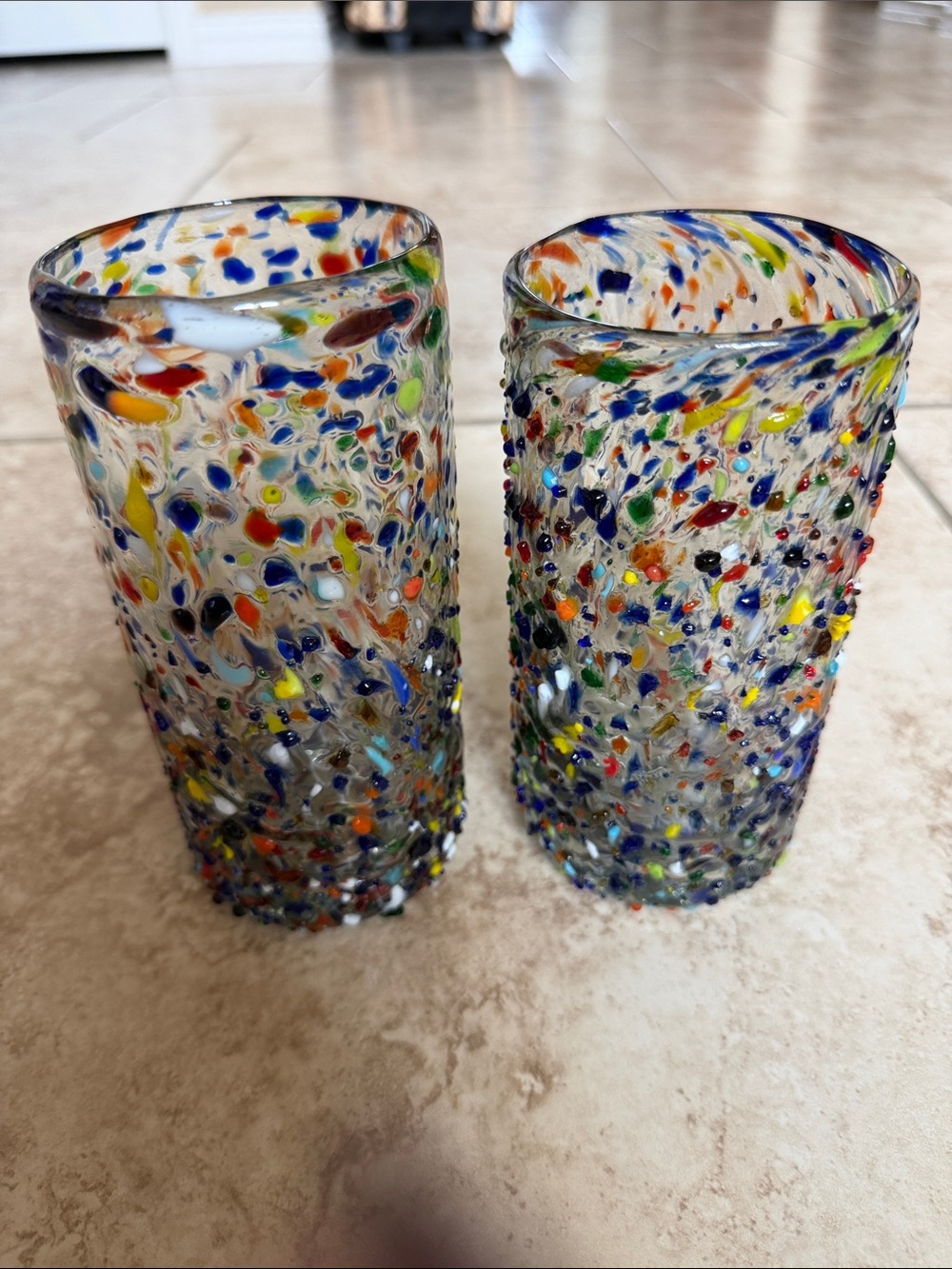 Confetti glass hand blown glasses set of 2